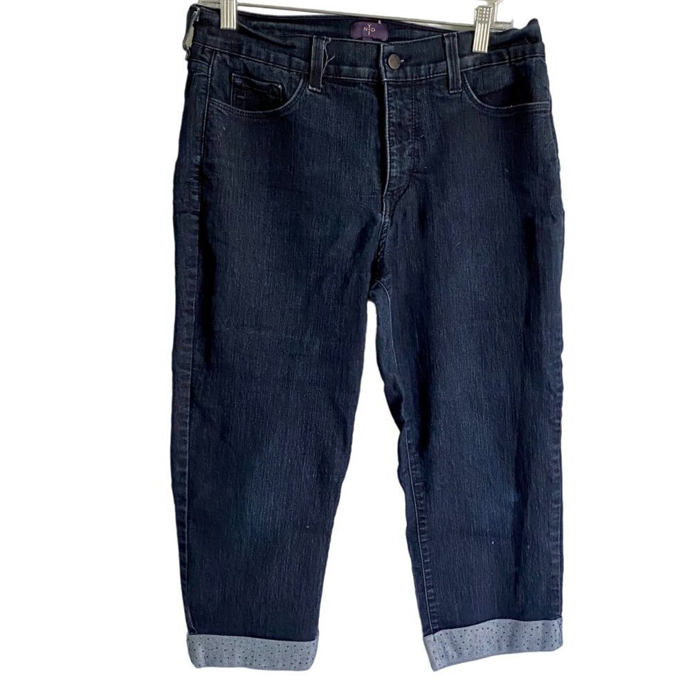 NYDJ Not Your Daughter's Jeans Dark Wash Crop Jeans Embellished Cuffs Size 12